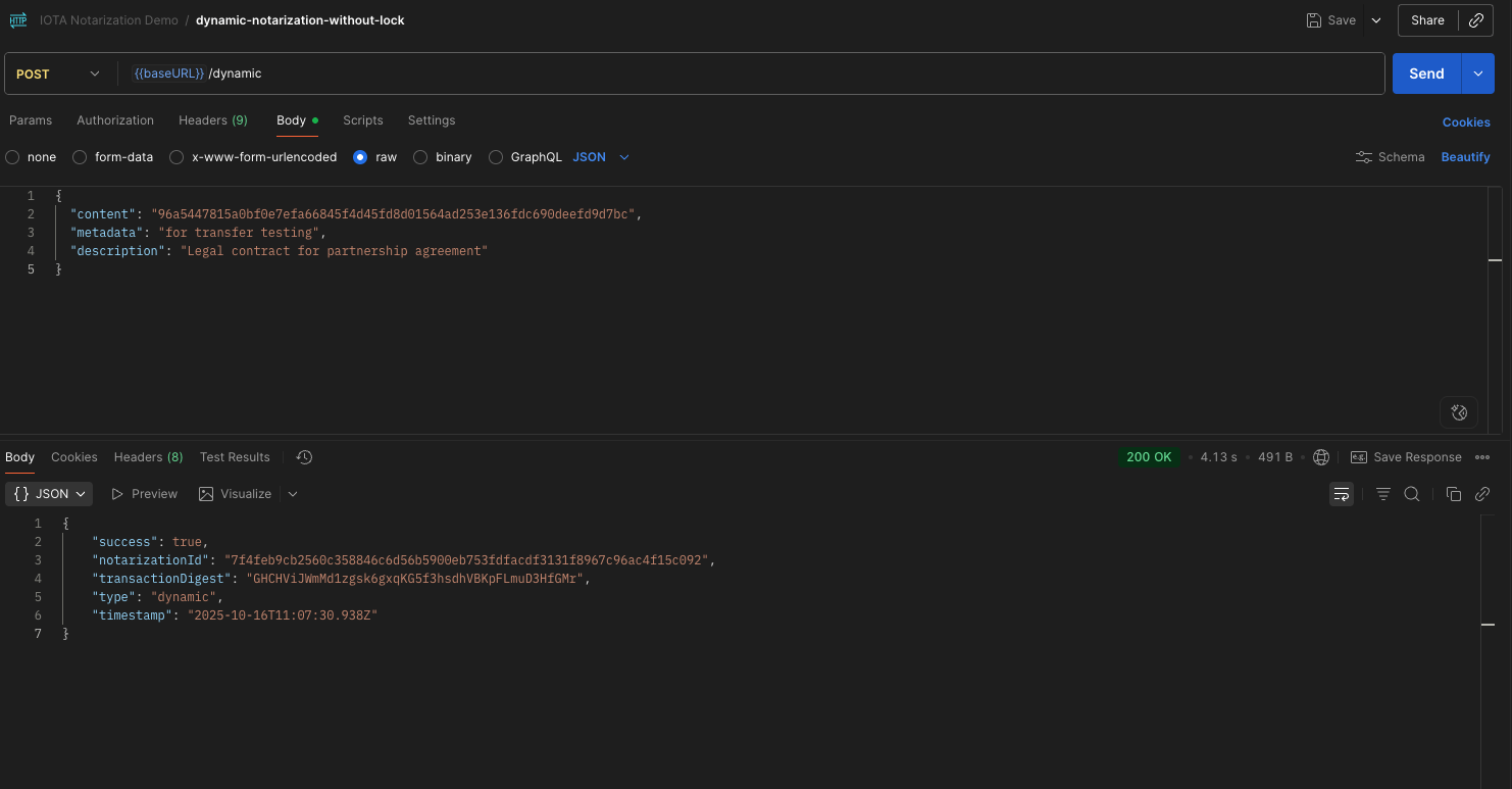 Dynamic Notarization Creation without lock