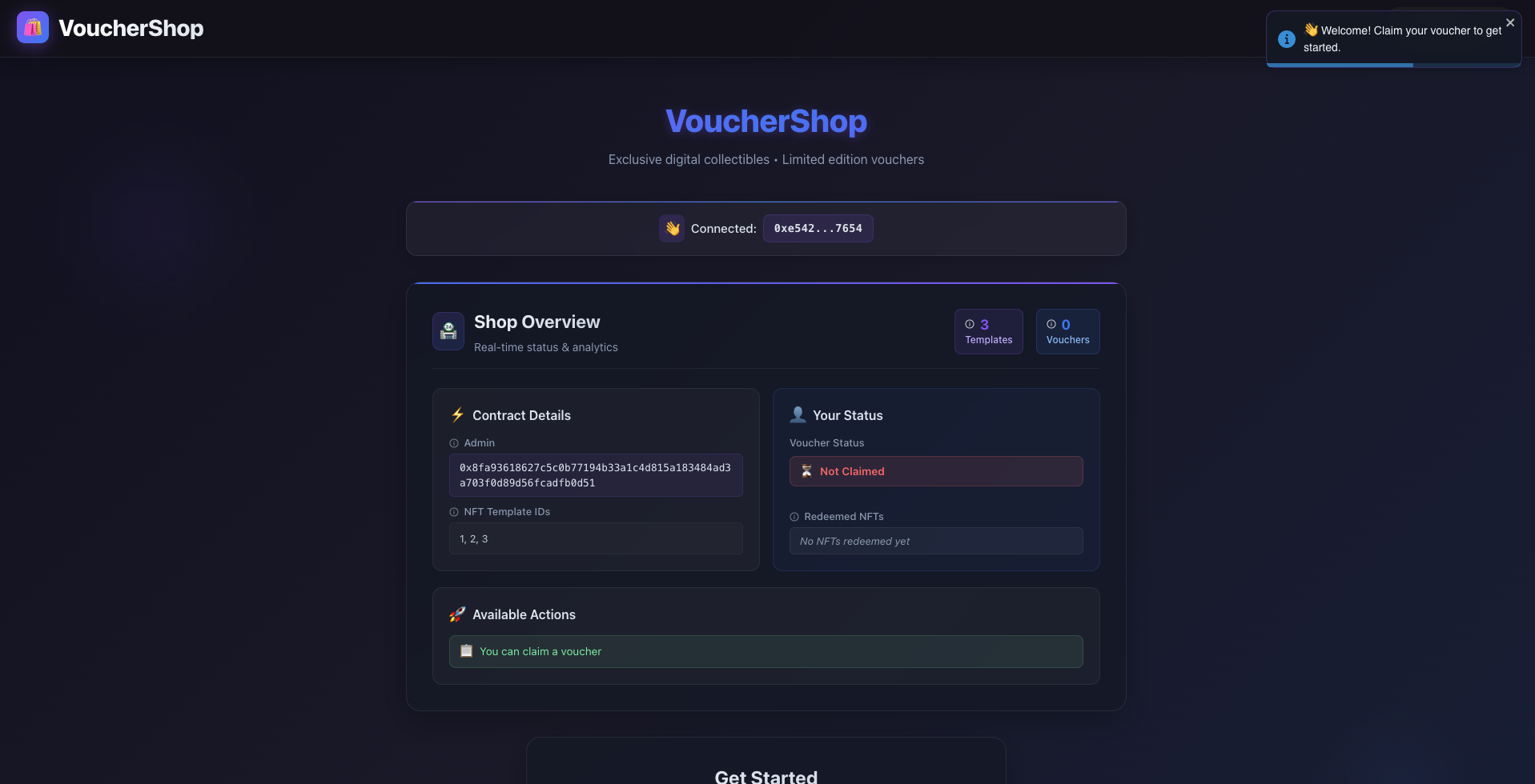 Dashboard Interface for new user