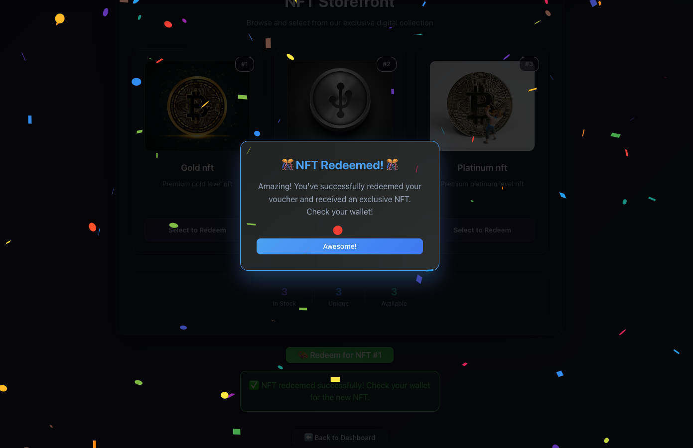 Redeem Success Celebration